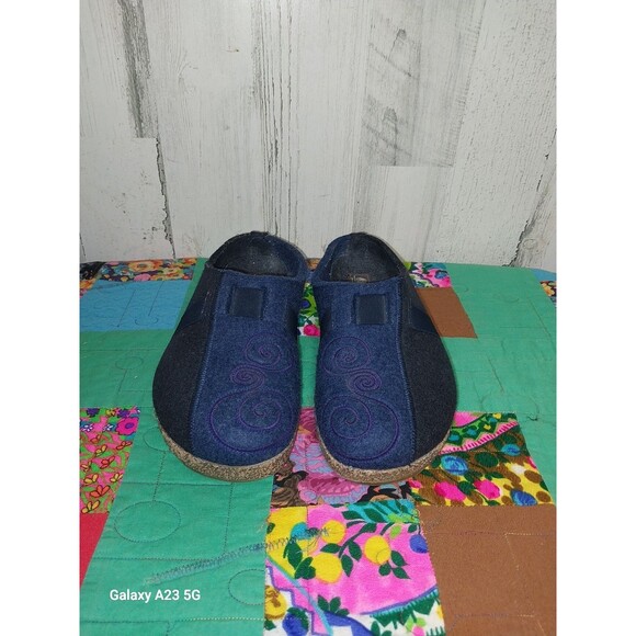Haflinger Grizzly Magic Swirl Wool Blue Slip On Clog Shoe Womens Size 42 - Picture 7 of 7